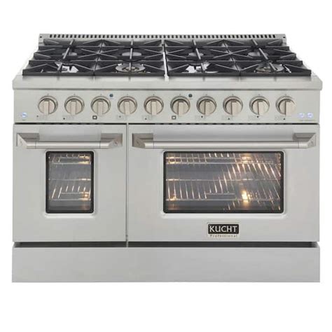 Kucht 48 in. 6.7 cu. ft. LP ready Double Oven Dual Fuel Range with Gas ...