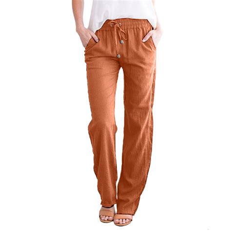 Aligament Plus Size Wide Leg Pants For Women Orange Straight Leg Pants