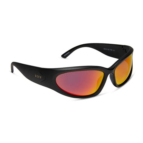 Side Out Wrap Sunglasses | Black & Sunset Mirror Polarized | DIFF Sport ...