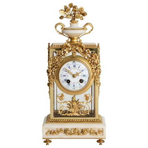 WHITE MARBLE & GILT FRENCH ANTIQUE MANTEL CLOCK – The Antique Clock Company