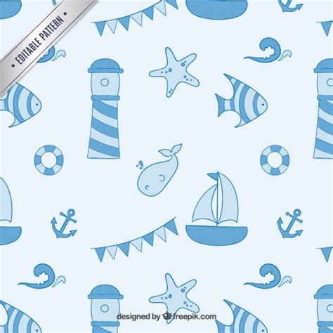 Free Vector | Blue nautical elements background