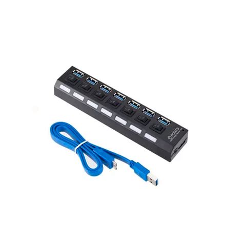 Hub 7 Portas USB 3 0 Interruptor On Off E Led Indicador Lehmox LEY