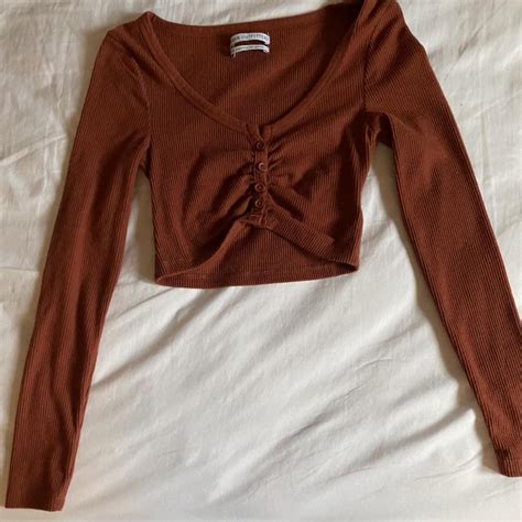 Urban Outfitters Ribbed Long Sleeve Cropped Button Depop