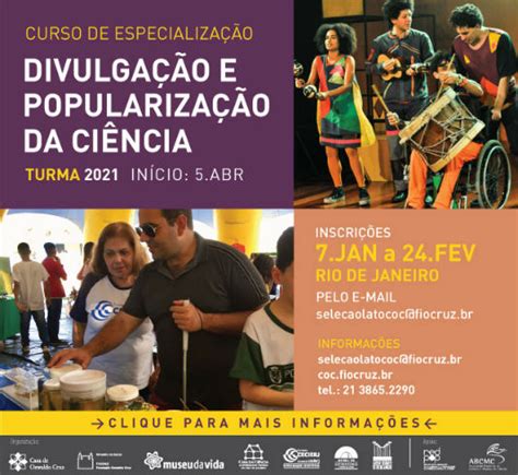 Inscrições Abertas Para Especialização Em Divulgação E Popularização Da