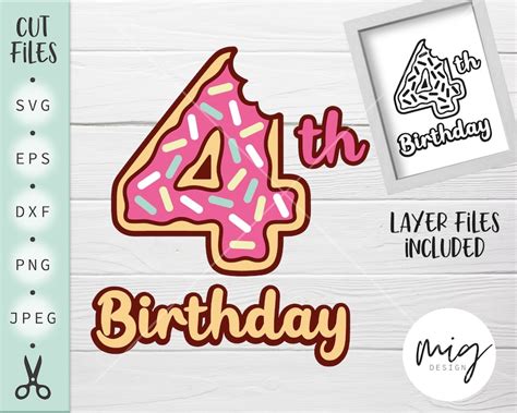 Donut Svg Donuts Birthday Svg 4th Birthday Donuts Svg Four Etsy