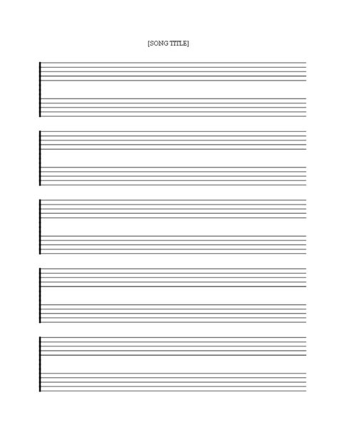 Free Printable Music Staff Sheet - 5 Double Lines