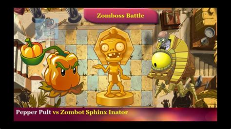 Plants Vs Zombies 2 Frostbite Caves Zomboss Battle Pepper Pult Vs Zombot Sphinx Inator Youtube