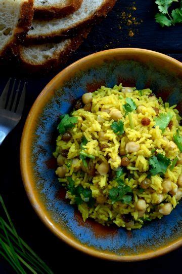 Vegan Curried Rice With Raisins Cilantro And Chickpeas Cilantro And Citronella