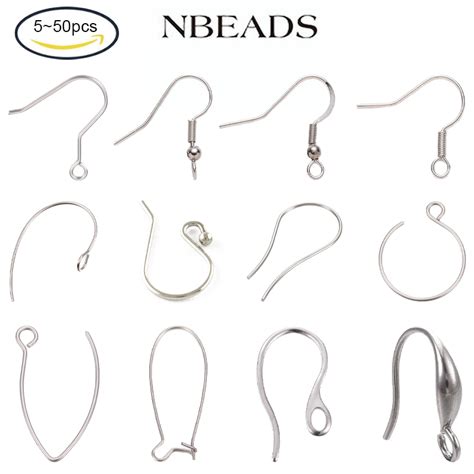 Nbeads 5 50pcs 21x22mm 304 Stainless Steel Earring Hooks Hole 2mm For