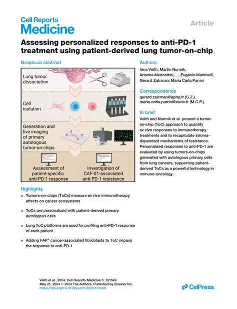 PDF Assessing Personalized Responses To Anti PD 1 Treatment Using