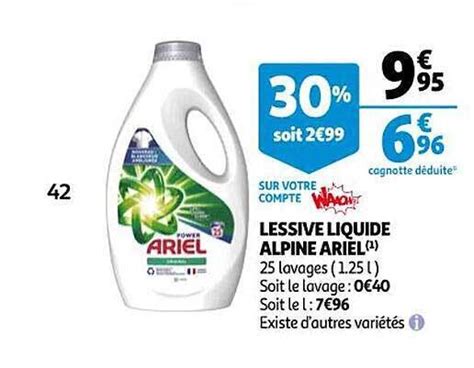 Promo Lessive Liquide Alpine Ariel Chez Auchan