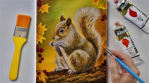 Autumn Squirrel Painting🍂How to Paint fur / How to Paint a Squirrel / Acrylic Painting for ...