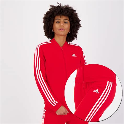 Agasalho Adidas Essentials 3S Feminino Vermelho FutFanatics