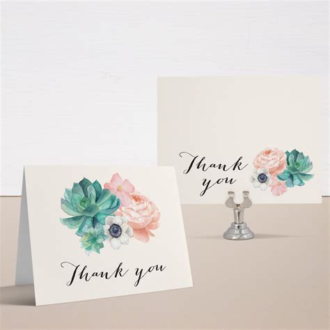 Blush Succulent Customizable Floral Thank You Cards Beacon Lane