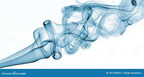 Blue Abstract Smoke From The Aromatic Sticks On A White Background