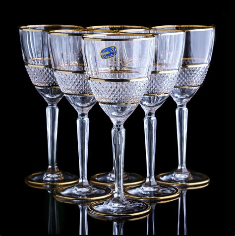 Wine Glasses Bohemian Crystal Pcs Ml Brilante Collection Etsy