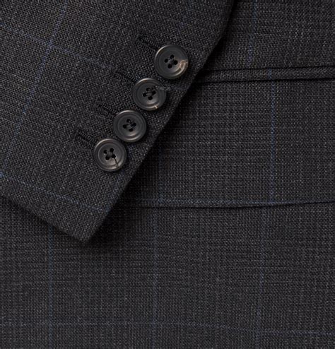 Kingsman Grey Slim Fit Double Breasted Prince Of Wales Checked Wool