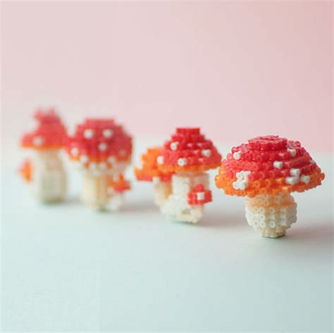 DIY Mini Mushroom 3D Perler Bead Pattern Tutorial - Etsy