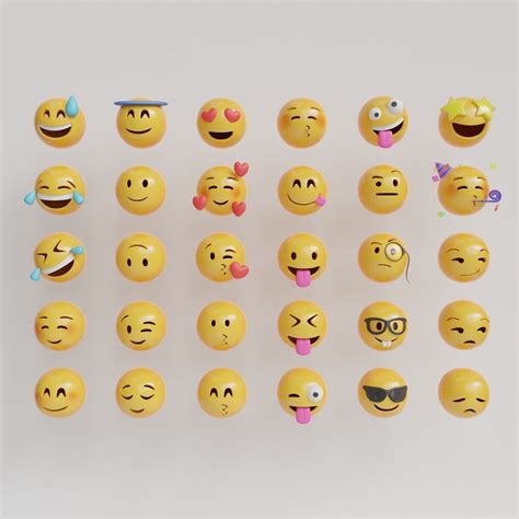 D Model Emoji Pack Vr Ar Low Poly Cgtrader