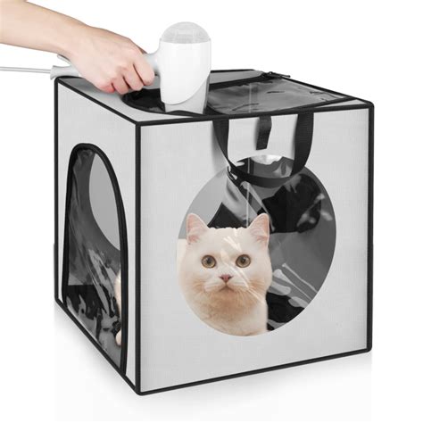 FUNADD Pet Bath Drying Box กรงเครื่องเป่าพับแบบพกพาเหมาะสำหรับสัตว์เลี้ยงน้ำหนักไม่เกิน 5 กก. ...