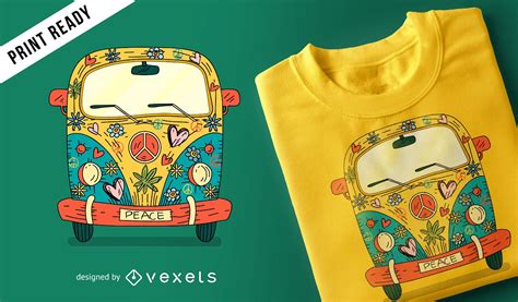 Hippie Van Camiseta De Diseño Descargar Vector