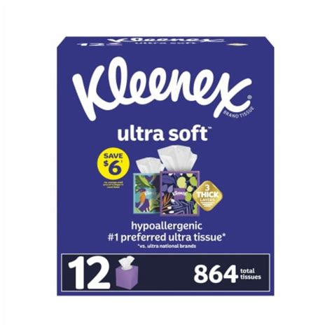 Kleenex Ultra Soft 3-Ply Facial Tissues, Cube Boxes (72 Tissues/Box, 12 Boxes), 12 boxes - Kroger