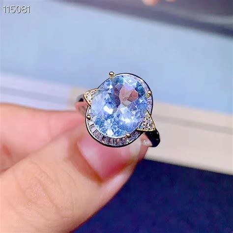 Anillo De Aguamarina 3Ct Para Mujer Piedra Preciosa Ovalada Facetada