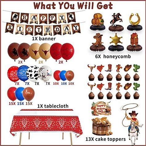 133pcs Western Cowboy Birthday Party Decoration Supplies Western Themed