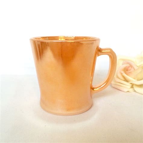 Luster Ware Mug Peach Iridescent Fire King Mug 1970s By