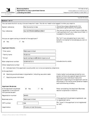 Fillable Online Fillable Online Application To Vary A Premises Licence