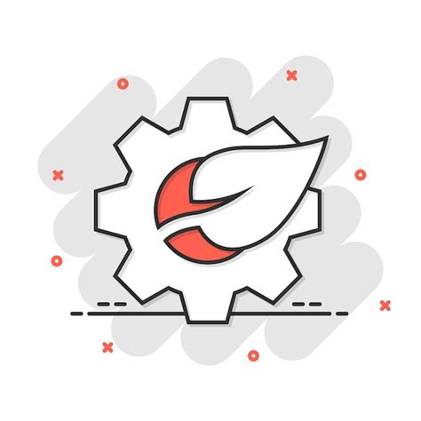 Premium Vector Leaf And Gear Icon In Comic Style Cog With Plant