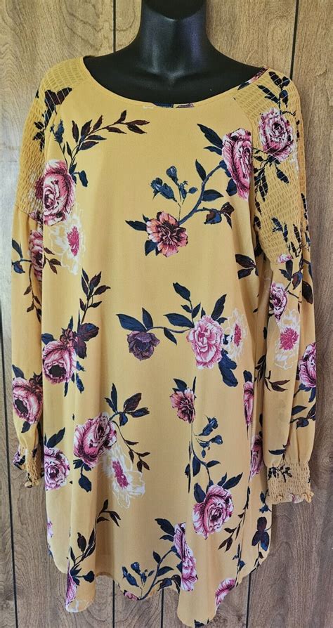 Beautiful Maurices Floral Flower Roses Shift Dress Golden Yellow Lined