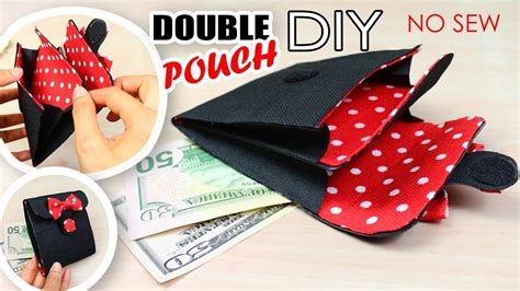 Diy Mini Wallet Awesome Double Pouch Tutorial No Sew Youtube