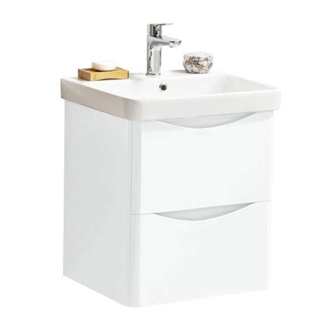 Arc Mm White Gloss Drawer Wall Mounted Vanity Unit Ceramic Basin