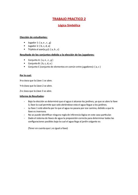 TP2 LOG TP2 TRABAJO PRACTICO 2 Lógica Simbólica Elección de