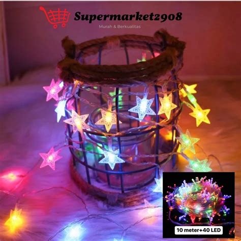 Jual 10 Meter Lampu Tumbler Natal Model Bintang Warna Warni Hias LED