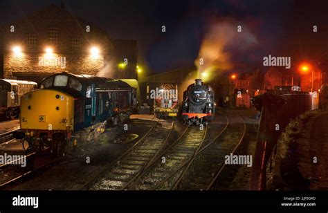 Haworth Shunting Yard At Night Stock Photo Alamy