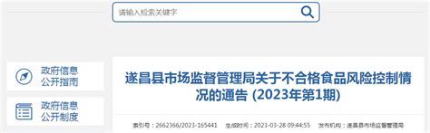 浙江省遂昌县市场监管局关于不合格食品风险控制情况的通告（2023年第1期） 中国质量新闻网