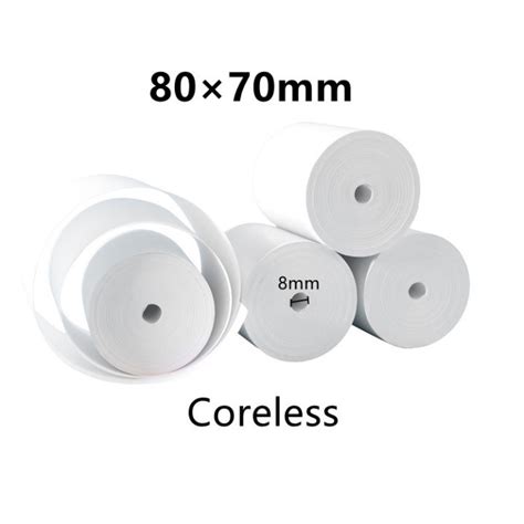 80mm X 70mm 80x70 Coreless Thermal Paper Roll Credit Card Cash Receipt