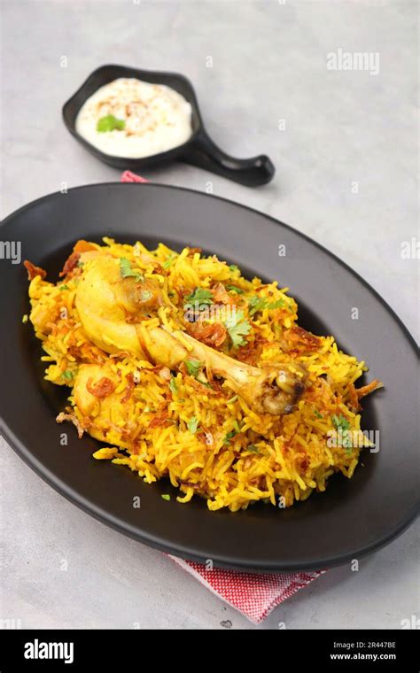 Chicken Biryani Murg Pulao Garnished With Fried Onion Chopped