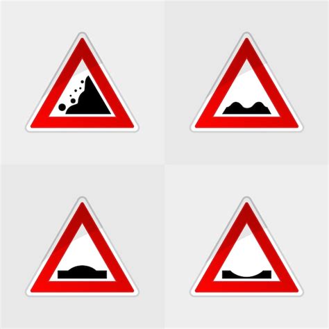 Premium Vector Red Triangle Traffic Signs Eps Vector