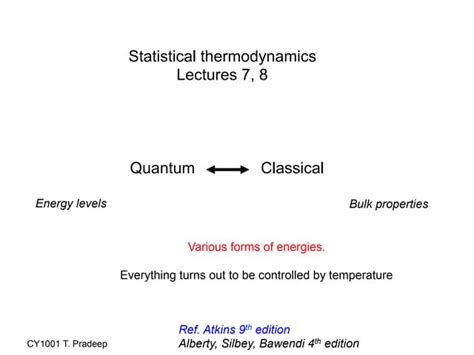 Lecture 7 8 Statistical Thermodynamics Introduction Ppt