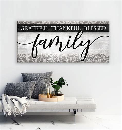 Family Wall Art: Family Grateful Thankful Blessed V5(Wood Frame Ready ...