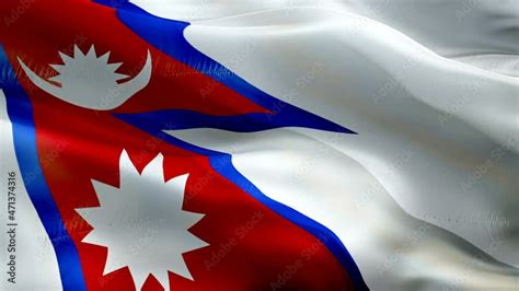 Nepal flag Motion Loop video waving in wind. Realistic Nepali Flag ...