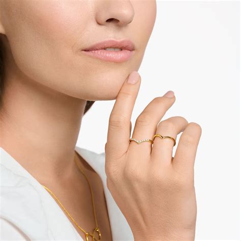 Ring In V Shape Yellow Gold Plating And Zirconia Thomas Sabo