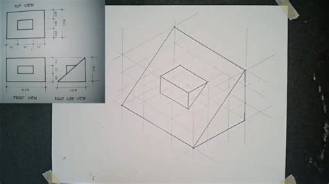 ORTHOGRAPHIC PROJECTION CONVERT TO ISOMETRIC DRAWING EXAMPLE 3