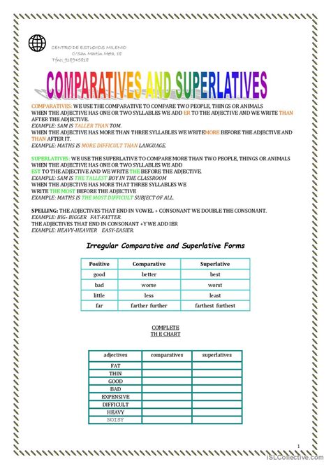 Comparatives And Superlatives English ESL Worksheets Pdf Doc