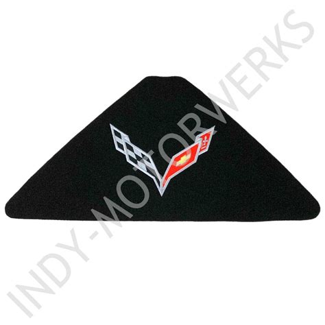 C Corvette Trunk Lid Liner With Silver Cross Flag Embroidered Emblem