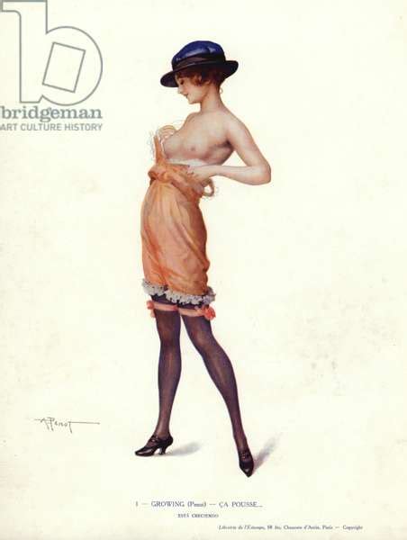 Image Of Semi Naked Woman In Her Underwear Colour Litho By Penot