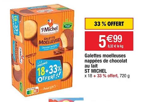 Promo Galettes Moelleuses Nappées De Chocolat Au Lait St Michel chez